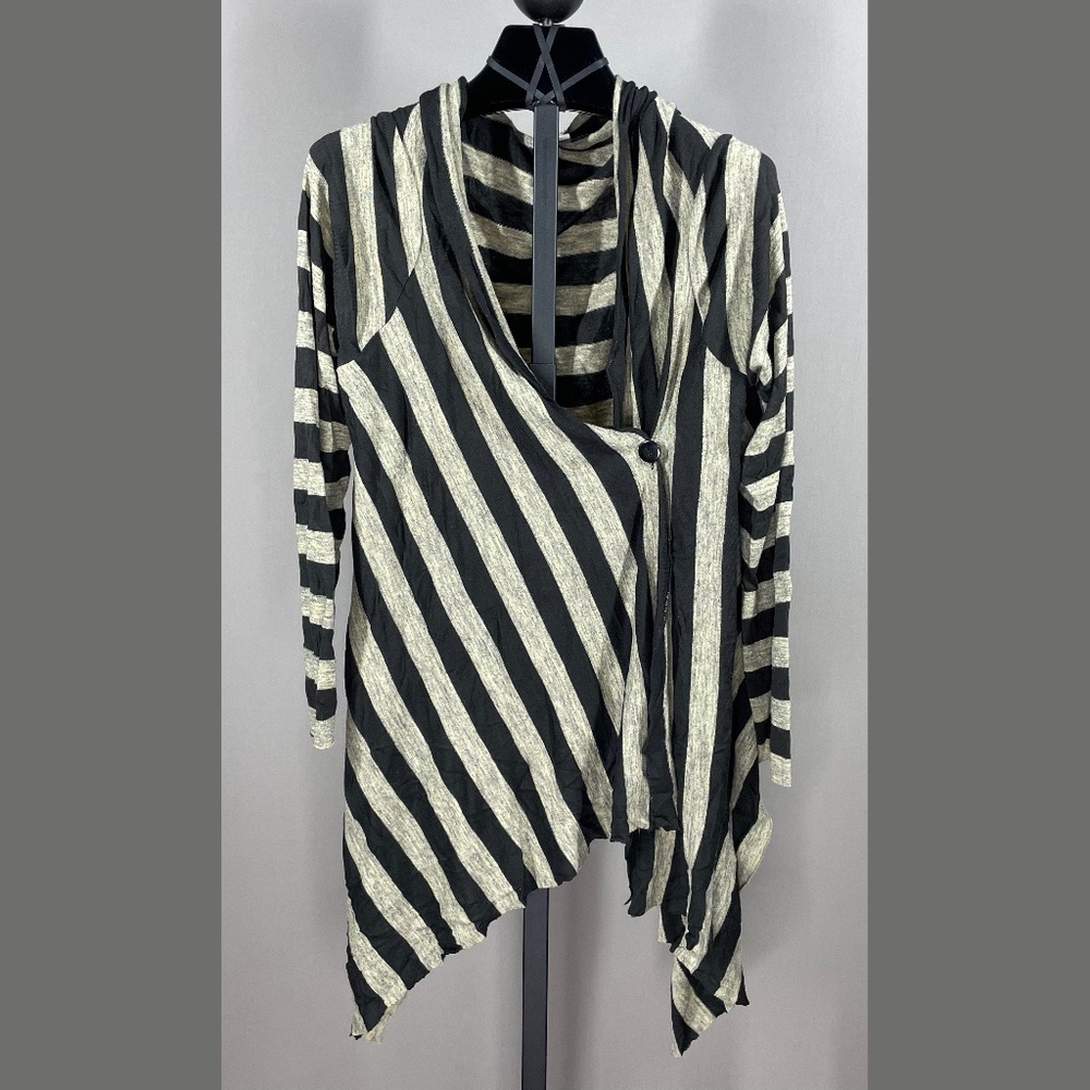Mystree Sweater Womens Medium Large black brown cardigan anthropologie boho wrap